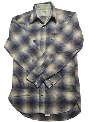 VTG 70s Pendleton High Grade Western Wear Ombre/Shadow Plaid Shirt Pearl Snaps - Image 1 of 4