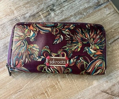 Sakroots мира молнии бумажник карты держатель молнии монета птицы природы фиолетовый сливовый цвет - Изображение 1 из 4