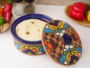 Ceramic Tortilla Warmer, Talavera Mexican Pottery Floral Pattern, Tortilla Ho... - Picture 1 of 7
