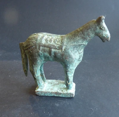 Ancienne Petite Statue sculpture Romaine ? en bronze Zoomorphe Cheval 10x3xh9cm - Photo 1/4