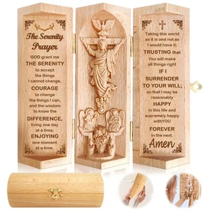 Caplbus Serenity Prayer Christian Gifts, Statue of Jesus,Catholic Wooden Stat... - Picture 1 of 6