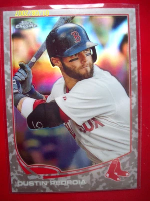 2013 Topps Baseball Chrome Refractor Camo Dustin Pedroia 9/15 - Image 1 of 4