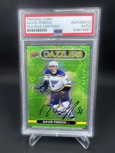 David Perron Signed 2021-22 Upper Deck Green Dazzlers IP Auto PSA/DNA Blues - Picture 1 of 2
