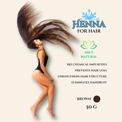Henna Brown Natural Hair dye Haarfarbe Pure Natürliches braun Henna Pulver 50g - Bild 1 von 4