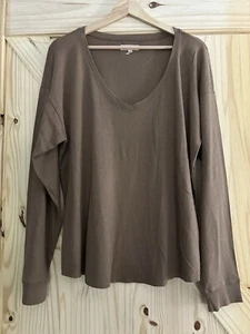 Madewell Casual Knit Long Sleeve V-Neck T-Shirt Brown Medium - Picture 1 of 4