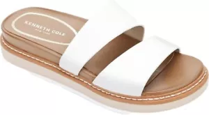 Kenneth Cole Women's Laney Eva Slide Sandal Open Toe Slip On White Brown Size 9 - Picture 1 of 4