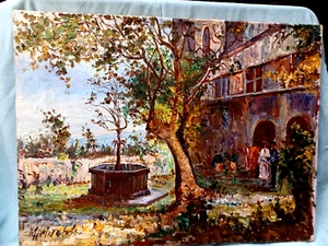 ITALY Italian OIL CANVAS PICTURE PAINTING signed 12" x 16" Original - Picture 1 of 13