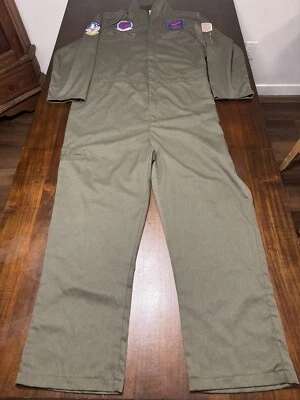 Top Gun Flight Suit Costume Adult Size L/XL Maverick Green halloween - Image 1 of 4