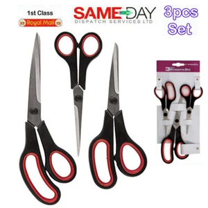 Stainless Steel Scissor Set Sewing/Kitchen/Household/Office/General Scissors 3Pc - Picture 1 of 8