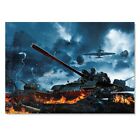 Art Print Poster Army Tanks Under Fire Aircraft War #50114