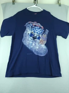 Vintage 90s Coca Cola Polar Bear T Shirt Tee Extra Large XL Blue Graphic Soda - Picture 1 of 18