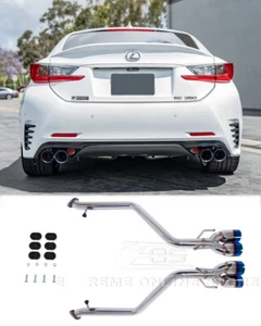 Quad Burnt Tips Exhaust For 15-up Lexus RC200t 300 350 Axle Back Muffler Delete - Picture 1 of 12