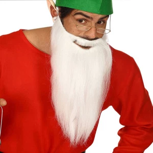 Langer ZZ Top Bart mit Schnurrbart Weiß Accessoire Weihnachtsmann Zwergen-Bart - Bild 1 von 2