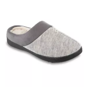 Isotoner Marisol Microsuede Heathered Knit Hoodback Slipper Women 7/8 Dark Gray - Picture 1 of 4