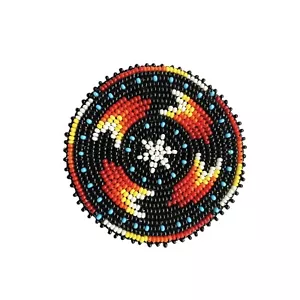 2.5" Fire Star Beaded patch, Medallion rosette, Native Crafts, Powwow Regalia - Picture 1 of 2