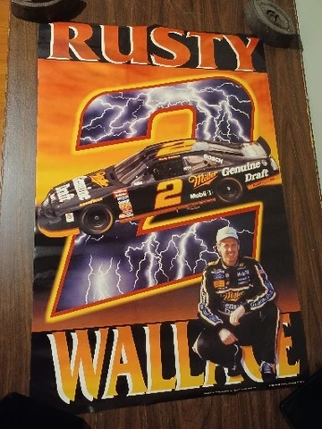 Vintage 35"x23" Rusty Wallace Poster 1995 - Lightning Cover