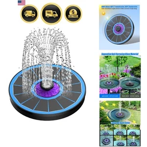 Solar Fountain Bird Bath Pump with 7 Nozzles Glass Panel Garden Decoration - Picture 1 of 13