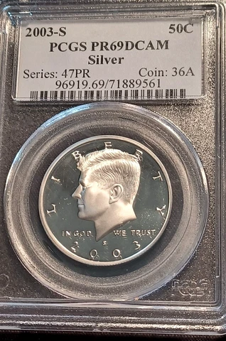 2003-S Silver PCGS PR69 DCAM Kennedy Half Dollar Cover