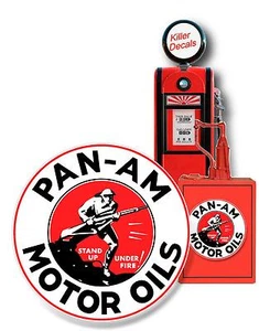 8" PAN AM MOTORÖL SOLDAT AUFKLEBER DOSE/GASPUMPE/SCHMIERSTOFF SASOLINE - Bild 1 von 1