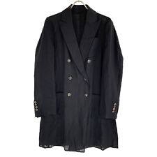 Brunello Cucinelli Cotton peak lapel double breasted long Jacket 42 black