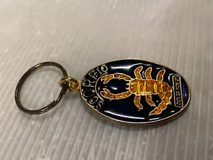 vintage SCORPIO Astrology KEYRING enameled brass scorpion Key Carriers - Picture 1 of 11