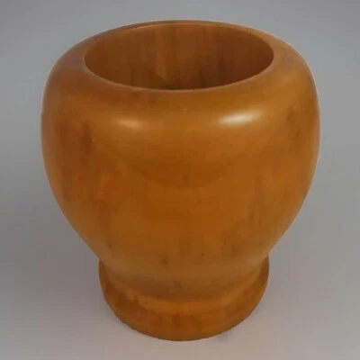 Mind Century Wooden Urn Shaped Bowl / Vase. Great vintage tactile piece - Image 1 of 4