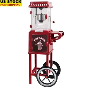 Popcorn Machine Cart 10 Cup Capacity Easy Mobility Non-Stick Kettle Light New - Picture 1 of 6