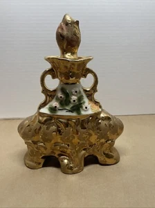 Vtg 1972 Jim Beam Gold & Floral Ceramic Decanter - Executive Hollywood Regency - Picture 1 of 11