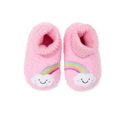 WONDER NATION Toddler Girls Size 3 Rainbow Bootie Slippers Pink - Image 1 of 4