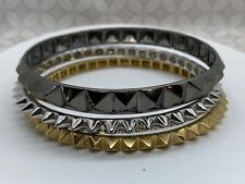 nOir Designer Jewelry Multi Pyramid Bracelet Bangle gold silver gunmetal Set 3