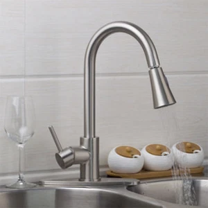 US Stainless Steel Single Handle Pull Out Sprayer Kitchen Sink Faucet W/ Cover - Picture 1 of 8