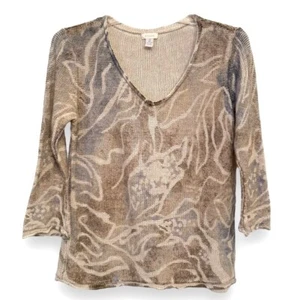 Chico's Women's Size 2 (US L) Linen Blend Scoop Neck 3/4 Sleeve Pullover Sweater - Picture 1 of 4