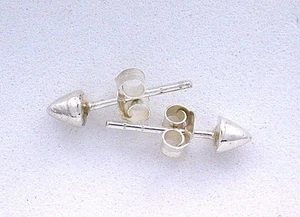 ONE Pair 4mm Tapered Bullet Post REAL .925 Sterling Silver Earrings CLOSEOUT - Picture 1 of 1