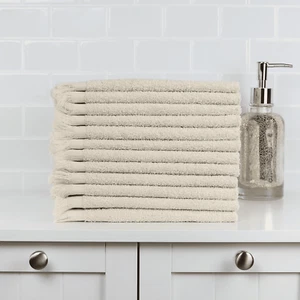 1888 Mills 13x18" Fringed Terry Fingertip Towels, 100% Cotton, Natural, 12-Pack - Picture 1 of 8