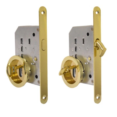 A.CAPALDO Set Porta Scorrevole Oro Lucido Con Chiave Maniglia Kit Porte Scorrevoli Con Ser