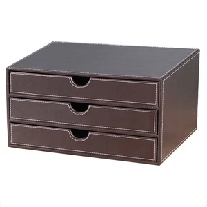 PU Leder Schreibtisch Organizer mit 3 Schubladen Multifunktionaler Organizer Aktenschrank... - Bild 1 von 5