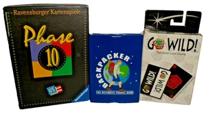 Travel Card Games x3 (Backpacker, Go Wild, Phase 10) Complete, English - Picture 1 of 24