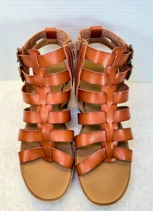 Invention braune Gladiator-Plateausandalen Damengröße 9M Reißverschluss & Schnallenriemen Ch - Bild 1 von 10