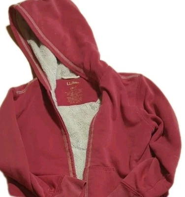 LL Bean Sudadera con Capucha Niñas 6X/7 Tono Rosa Forrada de Vellón Cremallera Completa Sudadera Jóvenes Niños Foto 1 de 4