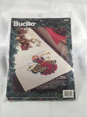 Vtg Rare Bucilla Angels of Christmas Stamped Cross Stitch Table Runner 83321 - Image 1 of 2