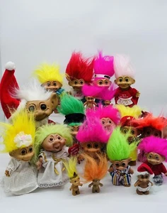 Vintage Troll Puppen Russ Dam Ace Asst Lot 20 Trolle Clown Weihnachten Aerobic - Bild 1 von 24