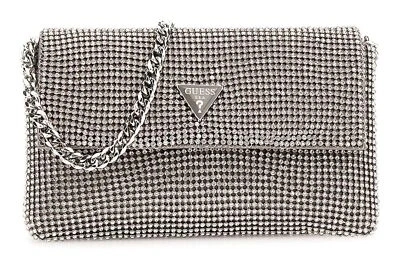 GUESS Zalina Mini Flap Clutch Abendtasche Tasche Silver taupe silberfarben Neu - Bild 1 von 3