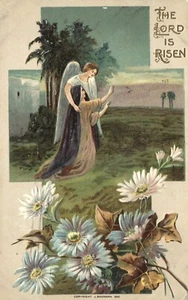 The Lord is Risen Angel & Mary at Tomb Easter J Baumann 1910 Winsch Postcard - Picture 1 of 2