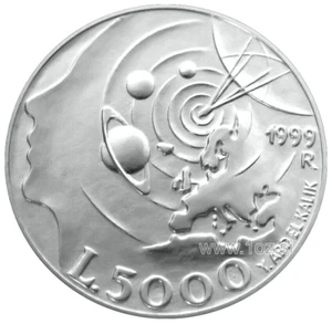 SAN MARINO 5000 LIRE 1999 (EXPLORATION) SILVER Commemorative Coin (KM# 396) UNC - Picture 1 of 5