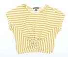 Primark Womens Yellow Striped Polyester Basic T-Shirt Size 6 Crew Neck - Twist d