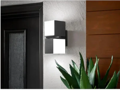 LUTEC 2-Light Dark Grey LED Outdoor Wall Mount Lantern Sconce Light 1000 Lumen