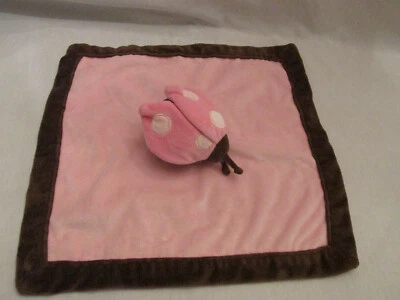 Tiddliwinks Pink Lady Bug Lovey Security Blanket Plush Velour 14" Brown Nunu - Image 1 of 4