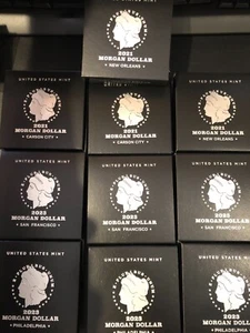 2021 and 2023 Morgan Silver Dollar US Mint Empty Boxes NO COIN - Picture 1 of 2