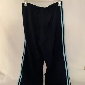 Adidas Navy blue aqua Three Stripe Mesh Lined Y2K Track Pants Size large - Picture 1 of 5