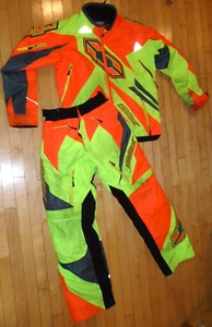 CASTLE X RACEWEAR SNOWMOBILE OUTFIT ~ SIZE M ~ JACKET & PANTS orange neon - Picture 1 of 3